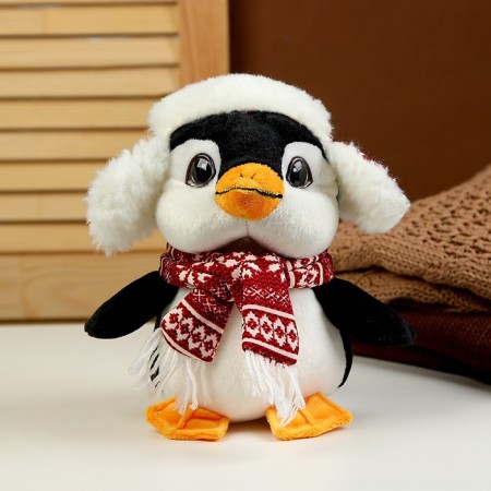Soft toy "Penguin" in a hat, 22 cm, black color