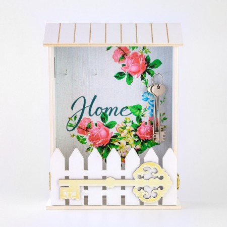 The key of the wall "Home", flowers, 22.5 x 30.5 x 5.7 cm.-5