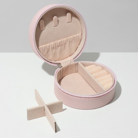 Organizer for storing jewelry "Casket Portable Circle", 9.8 × 9.8 × 4.5 cm, pink color-2
