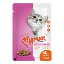Canned food murchik for cats, meat assorted in sauce, 75 g