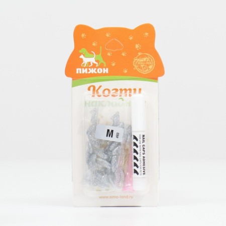 Faling claws "Antizaraps" (20 pcs), size M, silver with sparkles-5