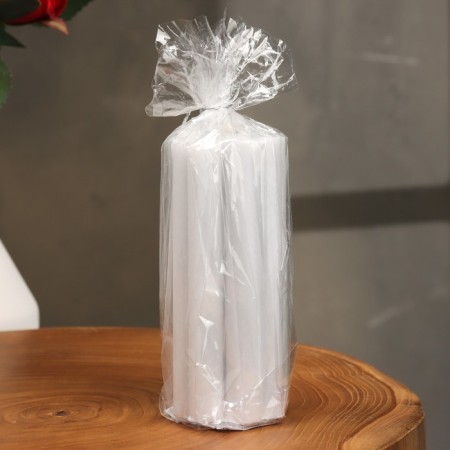 Candle-cylinder "Four-leafer", 4.5x10.5 cm, gray, 6 hours-2