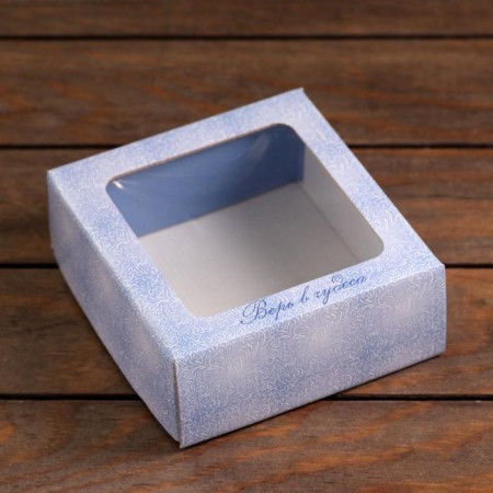 Gift box, lid is, "Believe in miracles", 14.5 x 14.5 x 6 cm