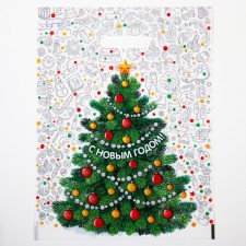 Новый год. Пакет "Каникулы", полиэтиленовый с вырубной ручкой, 31х40 см.