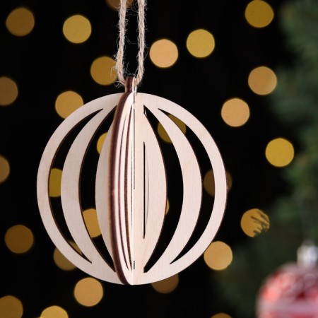 Wooden toy on the Christmas tree "Vertical", ball, diameter 8 cm