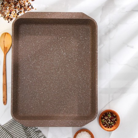 Brown baking sheet, 30 × 40 cm, h = 5.5 cm, anti -stick coating, brown color-2