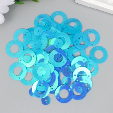 Sequins "Circle in the ring" Bright-blue set 30 grams d = 2 cm-2
