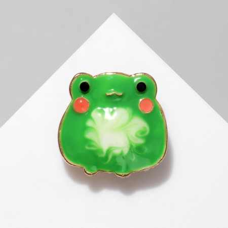 Brooch "Frog", green color in gold-2