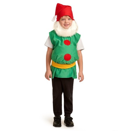 Gnome carnival costume, cap, beard, sleeveless jacket, full stomach, belt, 3-5 years old, height 104-116 cm