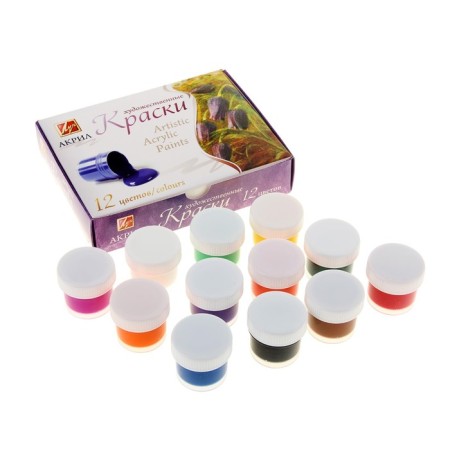 Acrylic paint, set of 12 colors x 20 ml, "Ray" artistic-1