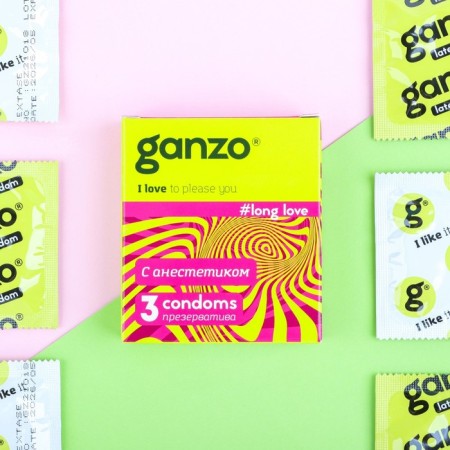 Ganzo condoms Long Love, with anesthetic, 3 pcs.