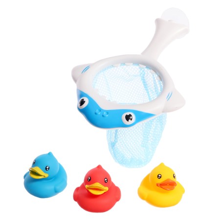 A set of swimming toys “Catch a duck”, 1 net on a suction cup, 3 ducks, color mix-10