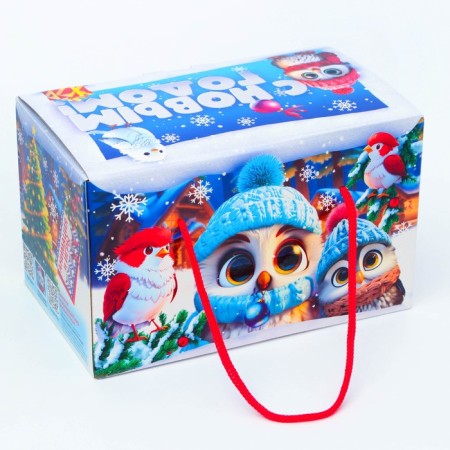 New Year. Gift box New Year's package "Zavodi" with rope handles with animation 20 x 12 cm.-3