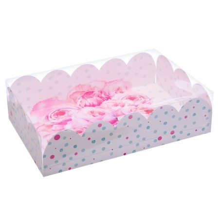 Cookie box, confectionery packaging with PVC lid, “happiness is waiting for you”, 20 x 30 x 8 cm-1