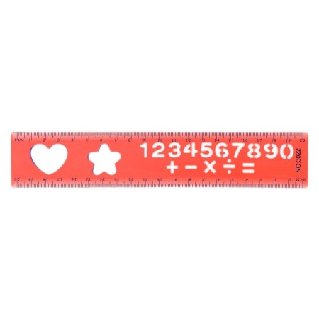The ruler is flexible, plastic 20 cm, with stencils, mix-13