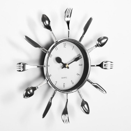 Wall clock, series: kitchen, "forks, spoons, cooks", smooth move, 25 x 25 cm, d-11 cm-1