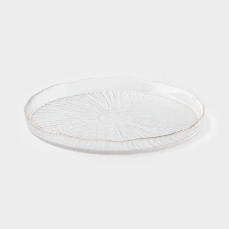Dining plate Magistro Water Lily, D = 20.5 cm, glass, with a golden border, transparent-2