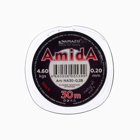 Namazu Amida fishing line, diameter 0.2 mm, test 4.6 kg, 30 m, coal-black, 1 pc.