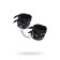 Handcuffs with two belts and black Pecado BDSM lining, genuine leather, black