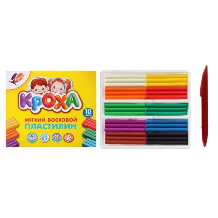 Soft plasticine (wax), 10 colors, 150 g, "crumb", with a stack-1