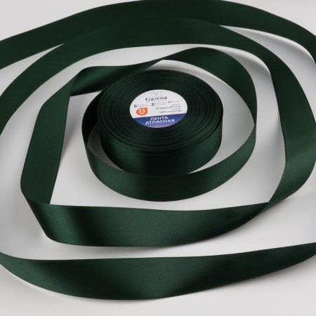 Satin ribbon, 25 mm × 33 ± 2 m, color dark emergency No. 036