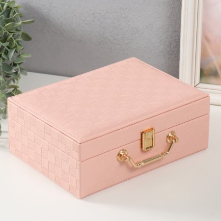 Casket to the leatherette for jewelry "Case. Chess" Pink 17.5x24x9 cm