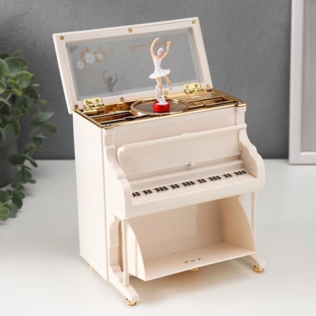 Musical mechanical musical "White piano" 16x14.5x11 cm-1