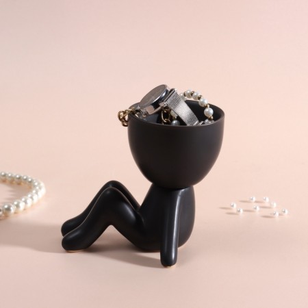 Interior item "Mr. Green on Chile" 9.5*6.7*9.5 black ceramics-3