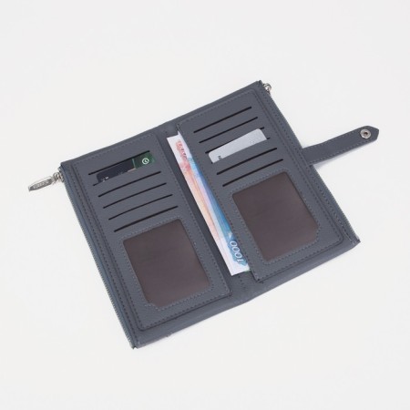 Women's wallet on the button, gray color-4
