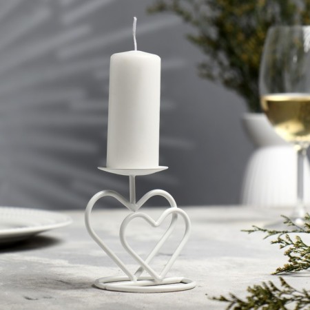Valentine 3 candlestick for 1 candle, 10x10.7 cm, white