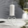 Valentine 3 candlestick for 1 candle, 10x10.7 cm, white
