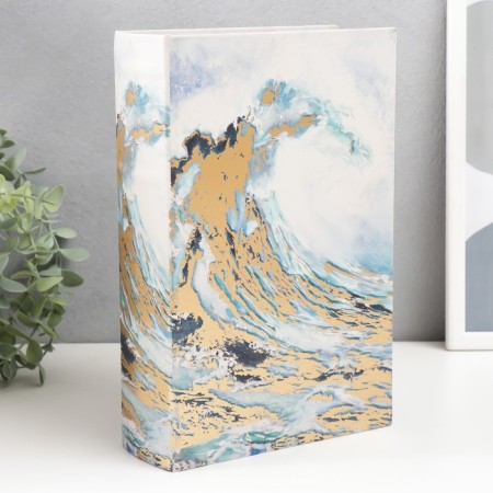 Safe-book wood to the leatherette "Wave. Watercolor. Gold" 27x18x7 cm