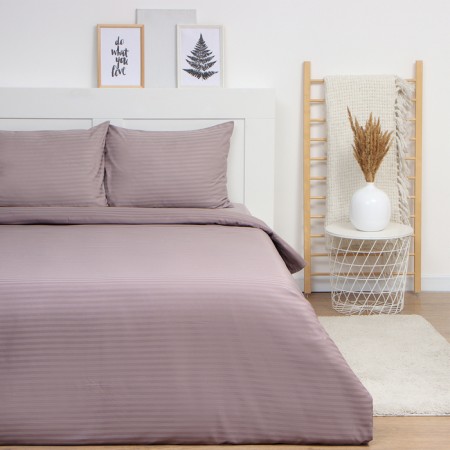Lovelife bedding set Brown Line 143*215cm-2 pcs, 230*240cm, 50*70cm -2 pcs, Straip-Satin, 100%p/e