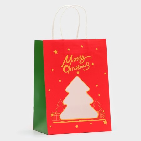 Gift package with the window "Christmas tree" 19 x 26 x 13 cm, red-1