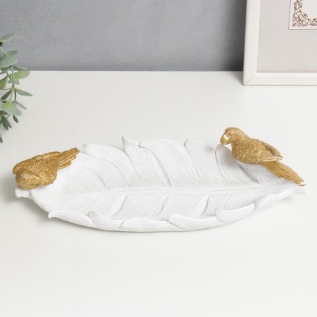 Souvenir Polystone stand "Golden parrots on a white sheet" 6x28x12 cm-2