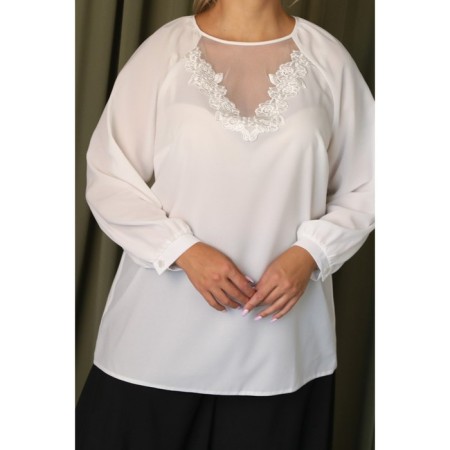 Female blouse, size 58, white color-4
