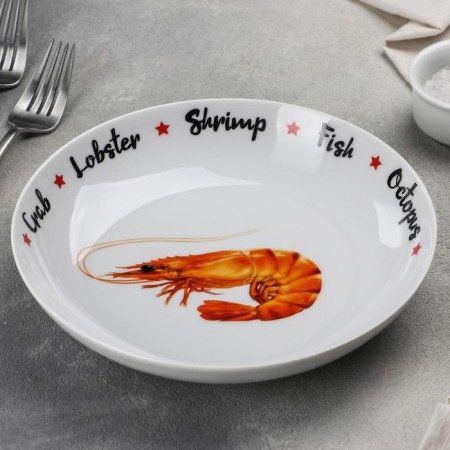 Porcelain Porcelain deep Sealife, 600 ml, D = 20 cm, MIX drawing-2