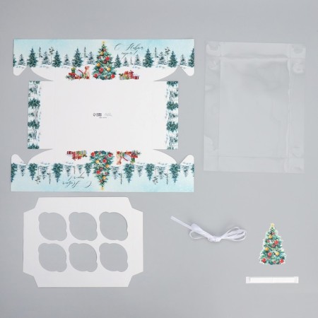 Box for Capcake "Happy New Year", Christmas tree, 23 x 16 x 10 cm, new year-7
