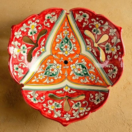 Rishtan ceramics "Flowers", 26 cm, red-1