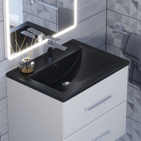 Sink uperwood Foster Quartz, quartz, 60 cm, black matte, coal