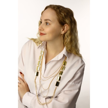 Set 2 objects: earrings, “unison” beads rectangles, color gold, 80 cm-2