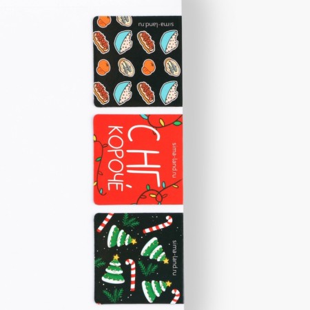 Gift New Year's kit “Kaifui on winter”: a notebook on a spiral A6, 40 sheets, magnetic bookmarks 3 pcs and a pen Plastic-4