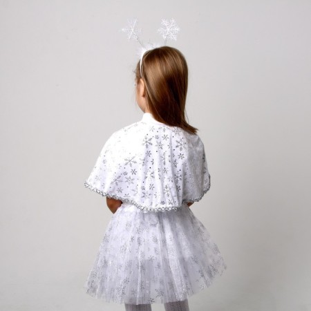 Carnival set: white pelerin with snowflakes, plush, skirt, rim, height 104-128-1