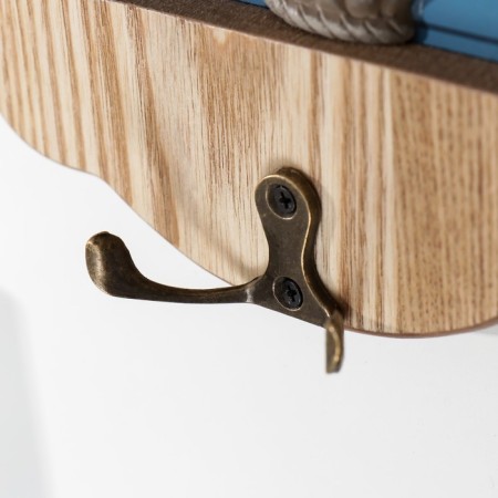 Decorative wood hooks "Green bush in a pot" Blue 29.5x4x15 cm-1
