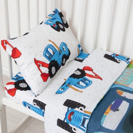 Bed Blue Blue Tractor "City" 112x147 cm, 60x120+20 cm, 40x60 cm, 100% cotton, tilon 125g/m2-1