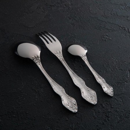 A set of cutlery "Troika", 36 items, thickness 2 mm, decorative box, silver color-2
