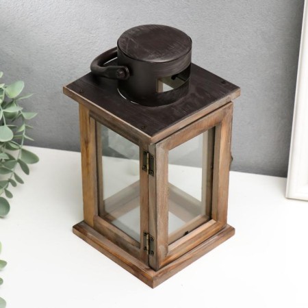Climber Wood for 1 candle "Lantern" brown 23x11.5x11.5 cm-3