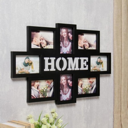 Photo frame Plastic in 8 photos 10x15 cm "House" Black 42.5x65 cm-1