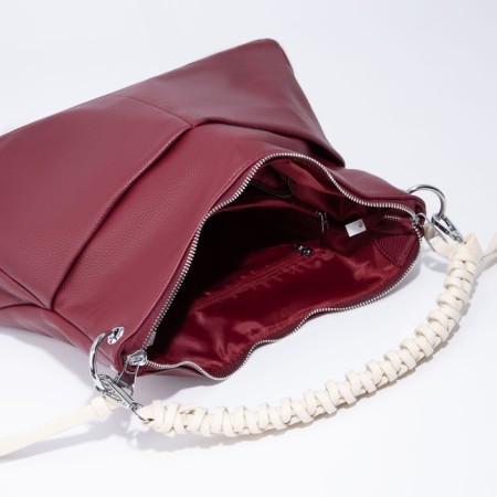 Bag-bag, lightning department, 3 outer pockets, long belt, burgundy color-6