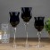 Glass candlestick Set 3 pcs "Voal" height 26cm, 23 cm, 20 cm black